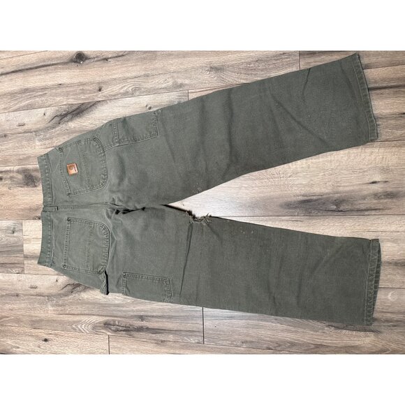 Carhartt Olive Green B136 MOS Dungaree Fit Double Knee Jeans 31 x 32 Mens Grunge - Picture 10 of 12